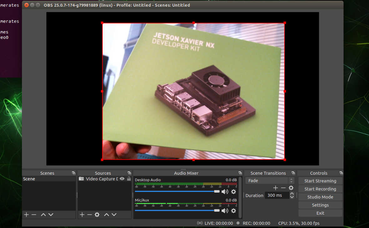 Jetson nano xavir nx で OBS-Studio を動かしてみる
